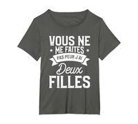 Vous Ne Me Faites Pas Peur J'Ai Deux Filles T-Shirt, Femme Grandes Tailles, Asphalte, 1X