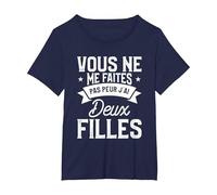 Vous Ne Me Faites Pas Peur J'Ai Deux Filles T-Shirt, Femme Grandes Tailles, Bleu Marine, 4X