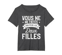 Vous Ne Me Faites Pas Peur J'Ai Deux Filles T-Shirt, Femme Grandes Tailles, Chiné Foncé, 2X