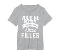 Vous Ne Me Faites Pas Peur J'Ai Deux Filles T-Shirt, Femme Grandes Tailles, Gris Chiné, 5X