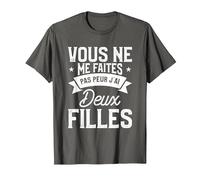 Vous Ne Me Faites Pas Peur J'Ai Deux Filles T-Shirt, Homme, Asphalte, 5XL