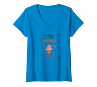 Vous ne Pouvez Pas Acheter Le Bonheur, mais Vous Pouvez Acheter de la crème glacée T-Shirt avec Col en V, Femme, Saphir, L