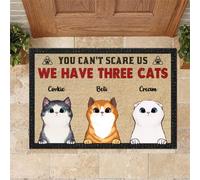 Vous Ne Pouvez Pas Me Faire Peur, J'Ai Trois Chats - Chat Personnalisé Drôle Tapis De Bain Facile À Nettoyer Tapis De Porte Anti-Poussière Paillasson De Bienvenue pour Salon Terrasse 40X60Cm