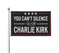 Vous ne pouvez pas nous faire taire tous Charlie Kirk Drapeaux Bannière double face Drapeau de jardin Drapeaux saisonniers amusants Drapeau extérieur Décoration de jardin pour pelouse 3x5FT