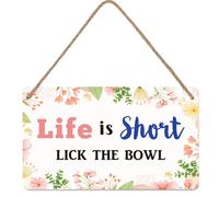 Vous ne vivez qu'une fois Licking the Bowl Sign Life est court lcher le bol Signes en bois Home Kitchen Cafe Pub Decor prsente 10x6 pouces