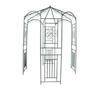 Voûte de Jardin 250 cm Vert Foncé en Fer Forgé | Arche rosier grimpant, tonnelle métal, style pavillon, ombrage estival, ornements décoratifs