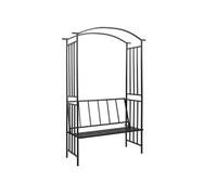 vidaXL Voûte de jardin avec banc Noir 128x50x207 cm Fer