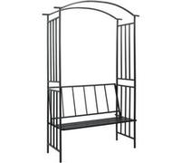 Voûte de jardin avec banc Noir 128x50x207 cm Fer Noir G