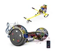 VOUUK Hoverboard da 6,5 pollici con sedile, Hoverboard con go-kart, Bluetooth e luce LED, adatto per i bambini