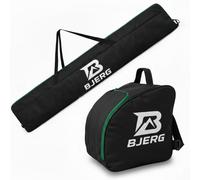 Vov.Vov BJERG Ensemble sac de ski et sac à chaussures de ski - Sac/housse imperméable - Sac à chaussures de ski et sac de transport - Pour skis de 140 à 160 cm - Fabriqué en UE - Vert foncé