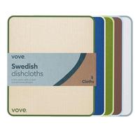 Vove Lot de 5 torchons suédois essentiels neutres - Cellulose et coton certifiés FSC, Oeko-Tex Standard 100, réutilisables et lavables, respectueux de l'environnement, motif floral