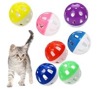 VOVIGGOL 12 Pièces 4CM Chat Cloche Balle Jouet Balle pour Animaux de Compagnie Chaton Balle Cloche pour Chats Chaton, Chat Jingle Balls en Plastique pour Chats D'intérieur (Couleur Aléatoire)