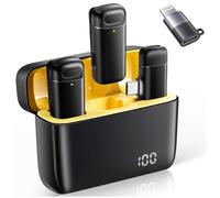 VOVIGGOL 2 Pièces Micro Cravate sans Fil pour iPhone iPad Android avec étui de Charge 400mAh, Plug&Play Micro Telephone Portable Microphone Cravate pour Youtube, Live Stream, TikTok, Vlog