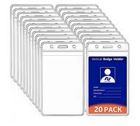 VOVIGGOL 20 Pièces Vertical Porte-badge Extra Épais, Porte-carte d'identité Transparent en Plastique avec Fermeture Éclair Étanche et Refermable pour Infirmières Bureau École