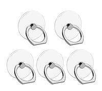VOVIGGOL 5 Pièces Anneau Telephone Portable, 360° Rotation Clear Bague Téléphone Support Transparent Anneau Porte Portable Smartphone pour iPhone et Coque du Téléphone Portable (5 Rond)