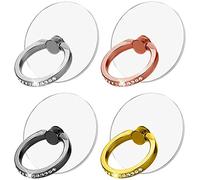 VOVIGGOL Bague Telephone Portable Glitter 4 Pièces, Rotation de 360° Transparent Anneau Telephone Diamant Anneau Smartphone Compatible avec Smartphone et Étui pour Téléphone (4 Couleurs)