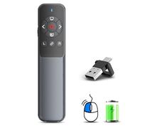 VOVIGGOL Telecommande Ordinateur Powerpoint avec Souris Air, USB/Type C 2 en 1 Rechargeable Presentation Cliqueur Zapette Powerpoint Pointeur Slide Présentateur sans Fil pour Mac PC Laptop