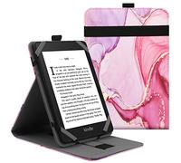VOVIPO Coque de Protection Universel pour Kindle Paperwhite Kobo Liseuse 6 Pouces, étui Folio Compatible avec la liseuse Sony/Kobo/Tolino/Pocketbook/Kindle 6",avec Support Multi Angles-Marble Pink