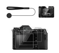 VOVMOEYA 3 protecteurs d'écran et 3 films supérieurs en PET pour Fujifilm GFX100II avec 1 cordon pour bouchon d'objectif et outils d'installation, film en verre trempé Fuji GFX100 II, 0,25 mm 9H