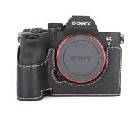 VOVMOEYA Demi-étui de protection en cuir PU pour appareil photo Sony A7V/A7R V, ouverture par le bas, sac de protection pour appareil photo Sony a7V/a7RV, noir, Étui
