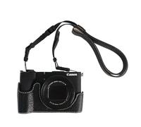 VOVMOEYA Demi-étui pour appareil photo Canon PowerShot V1, étui en cuir PU avec sangle pour appareil photo, Noir