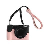 VOVMOEYA Demi-étui pour appareil photo Canon PowerShot V1, étui en cuir PU avec sangle pour appareil photo, rose