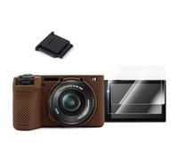 VOVMOEYA Étui A6700,Étui de Protection en Silicone pour Sony Alpha 6700 et Protecteur d'écran LCD pour Sony A6700 [2 Packs] et Cache Griffe d'Appareil Photo pour A6700
