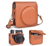 VOVMOEYA Étui de Protection Compatible avec Fujifilm Mini 99, étui en Cuir PU pour Appareil Photo instantané Fuji Mini 99 - Se Fixe avec Magic Tape- Sangle Incluse, Marron, Étui pour Appareil