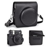 VOVMOEYA Étui de Protection Compatible avec Fujifilm Mini 99, étui en Cuir PU pour Appareil Photo instantané Fuji Mini 99 - Se Fixe avec Magic Tape- Sangle Incluse, Noir, Étui pour Appareil