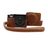 VOVMOEYA Étui pour Panasonic Lumix DC-TZ99 - Housse en cuir PU résistant aux rayures pour Lumix TZ99, avec housse de protection amovible, bandoulière réglable, marron, Camera-specific, Trousse de