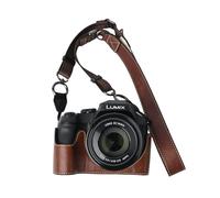 VOVMOEYA Housse de protection pour appareil photo Panasonic Lumix DC-FZ80D (Lumix DC-FZ82D/Lumix DC-FZ85D), FZ80D FZ82D FZ85D Demi-étui avec bandoulière réglable en polyuréthane, café, Morden