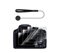 VOVMOEYA Lot de 3 films protecteurs d'écran avec 1 cordon pour Panasonic Lumix DC-FZ80, FZ80D FZ82 FZ82D FZ85 FZ85D TZ85 ZS70 TZ90 TZ95, film en verre trempé, 0,25 mm, anti-rayures, anti-bulles