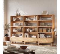 VOWNER Bibliothèque 4 Étagères avec Tiroir, Étagère Bois Ouverte, Meuble de Rangement Moderne, Bibliothèque Scandinave, pour Salon, Chambre, Bureau, 80x147.5x30 cm, Couleur Bois Naturel (3PCS)