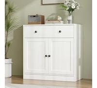 VOWNER Buffet avec tiroirs, commode à 2 portes, armoire de cuisine avec plan de travail, armoire de buffet, meuble TV, armoire de rangement pour salon, chambre à coucher, 40 x 80 x 80 cm, blanc, 1