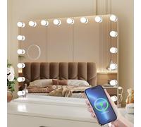 VOWNER Hollywood Miroir de Maquillage avec éclairage, 18 LED à intensité Variable, avec 3 Couleurs de lumière, Touch Control Vanity, avec USB et loupe 10x, pour Chambre à Coucher, Coiffeuse