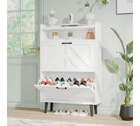 VOWNER Meuble à Chaussures Ultra-étroit de 75 cm, Meuble de Rangement à Chaussures Armoire, Commode à Chaussures, Séparateurs Réglables, avec des Pieds en Bois, 75 x 24 x 113 cm