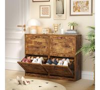 VOWNER Meuble Chaussures, Meuble de Rangement à Chaussures Armoire, Commode à Chaussures, Meuble d'entrée Rangement pour Chaussures, 105 x 24 x 80 cm, Séparateurs Réglables, (Marron Rustique)