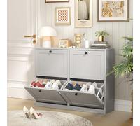 VOWNER Meuble Chaussures, Meuble de Rangement à Chaussures Armoire, Commode à Chaussures, Meuble d'entrée Rangement pour Chaussures, 105 x 24 x 80 cm, Séparateurs Réglables (Gris)