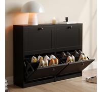 VOWNER Meuble Chaussures, Meuble de Rangement à Chaussures Armoire, Commode à Chaussures, Meuble d'entrée Rangement pour Chaussures, 105 x 24 x 80 cm, Séparateurs Réglables, pour Entrée, (Noir)