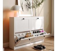 VOWNER Meuble Chaussures, Meuble de Rangement à Chaussures Armoire, Commode à Chaussures, Meuble d'entrée Rangement pour Chaussures, 105 x 24 x 80 cm, Séparateurs Réglables, pour Entrée (Blanc)
