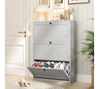 VOWNER Meuble Chaussures, Meuble de Rangement à Chaussures Armoire, Commode à Chaussures, Meuble d'entrée Rangement pour Chaussures, 80 x 117 x 24 cm, Séparateurs Réglables, (Gris)