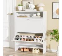 VOWNER Meuble Chaussures, Meuble de Rangement à Chaussures Armoire, Commode à Chaussures, Meuble d'entrée Rangement pour Chaussures, 80 x 24 x 108 cm, Séparateurs Réglables, pour Entrée, Blanc