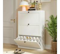 VOWNER Meuble Chaussures, Meuble de Rangement à Chaussures Armoire, Commode à Chaussures, Meuble d'entrée Rangement pour Chaussures, 80 x 117 x 24 cm, Séparateurs Réglables, pour Entrée (Blanc)