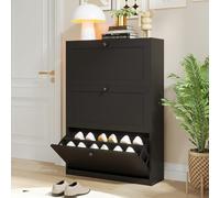 VOWNER Meuble Chaussures, Meuble de Rangement à Chaussures Armoire, Commode à Chaussures, Meuble d'entrée Rangement pour Chaussures, 80 x 117 x 24 cm, Séparateurs Réglables, pour Entrée (Noir)