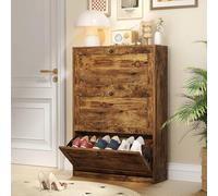 VOWNER Meuble Chaussures, Meuble de Rangement à Chaussures Armoire, Commode à Chaussures, Meuble d'entrée Rangement pour Chaussures, 80 x 117 x 24 cm, Séparateurs Réglables, (Marron Rustique)
