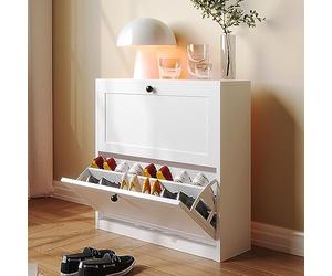 VOWNER Meuble Chaussures, Meuble de Rangement à Chaussures Armoire, Commode à Chaussures, Meuble d'entrée Rangement pour Chaussures, 80 x 24 x 80 cm, Séparateurs Réglables, pour Entrée (Blanc)