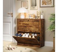 VOWNER Meuble Chaussures, Meuble de Rangement Chaussures Armoire, Commode à Chaussures, Meuble d'entrée Rangement pour Chaussures, 80 x 24 x 80 cm, Séparateurs Réglables, (Marron Rustique)