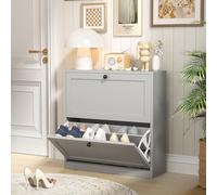 VOWNER Meuble Chaussures, Meuble de Rangement Chaussures Armoire, Commode à Chaussures, Meuble d'entrée Rangement pour Chaussures, 80 x 24 x 80 cm, Séparateurs Réglables, (Gris)