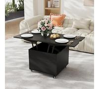 VOWNER Table Basse Relevable Extensible Table à Manger, Noir