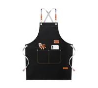 VOWOBEST Tablier de Cuisine Professionnel pour Hommes et Femmes - Imperméable, 4 Poches, Bretelles Réglables - Restaurant, Peinture, Jardin, BBQ